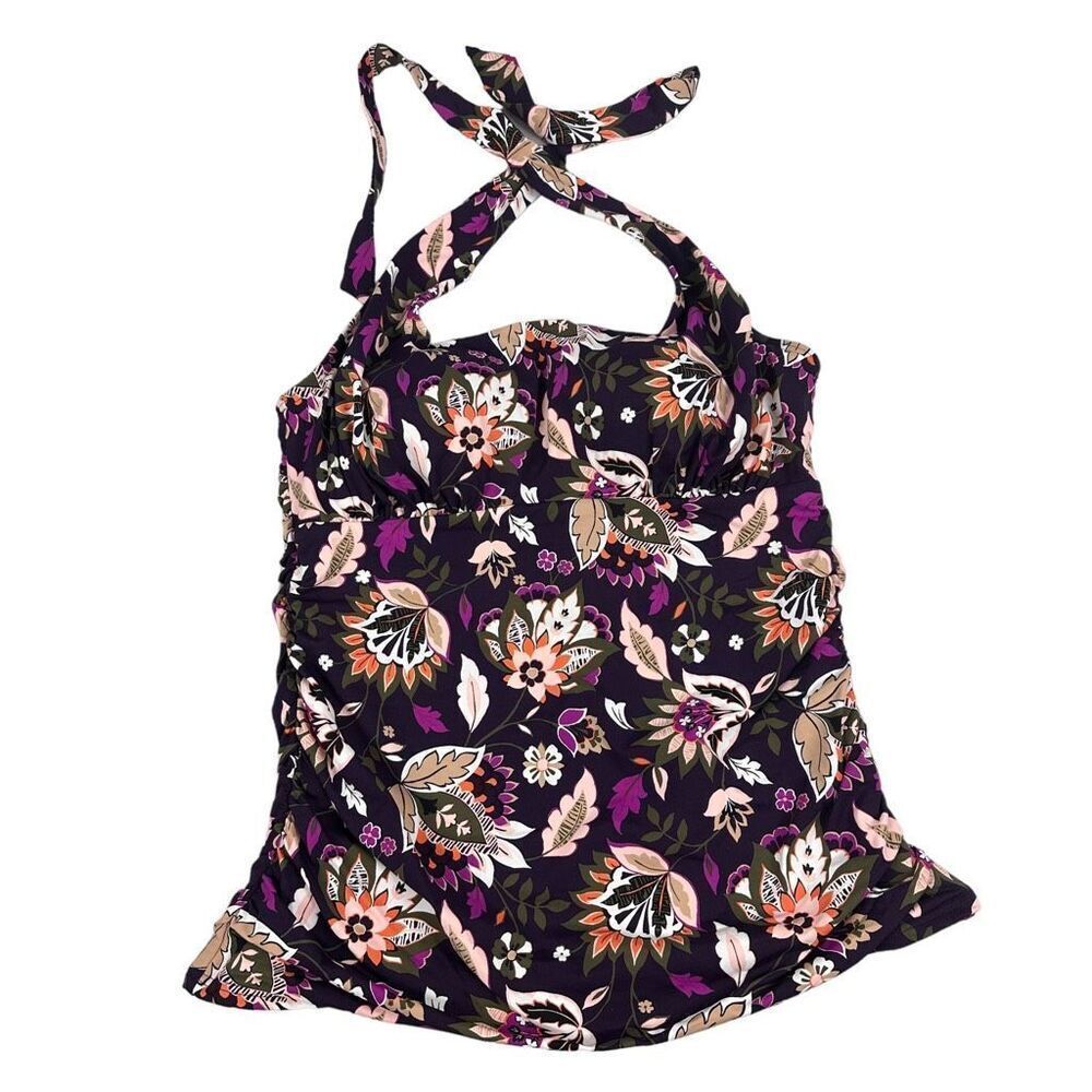 Lands' End Square Neck Halter Tankini Top Size 8